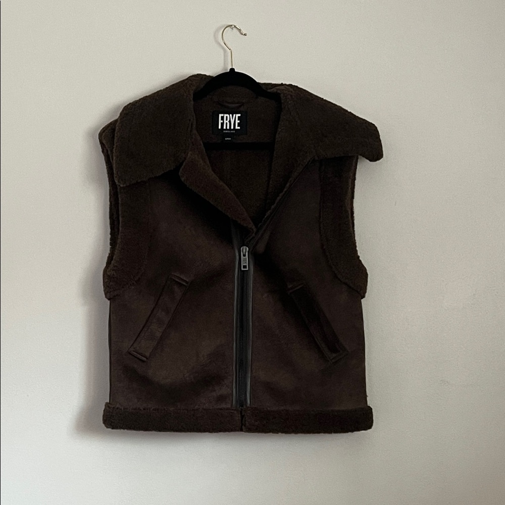 Frye Dark Brown Shearling Vest